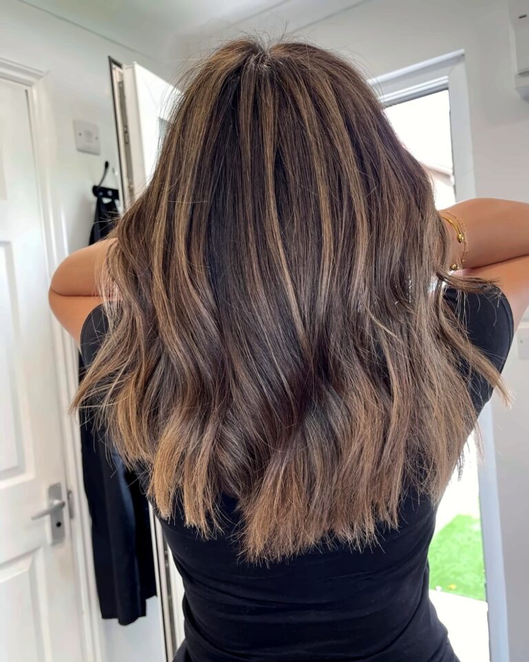 Shoulder-length caramel balayage at Hair By Neetu, Hounslow